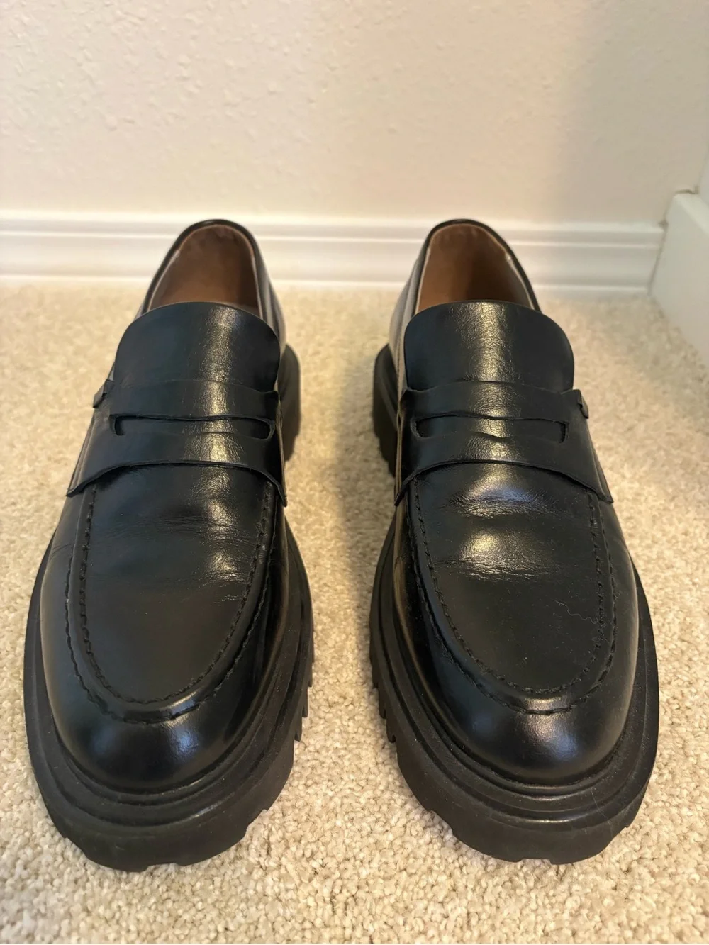 AllSaints Lola Lug Sole Penny Loafer - Black, size 8